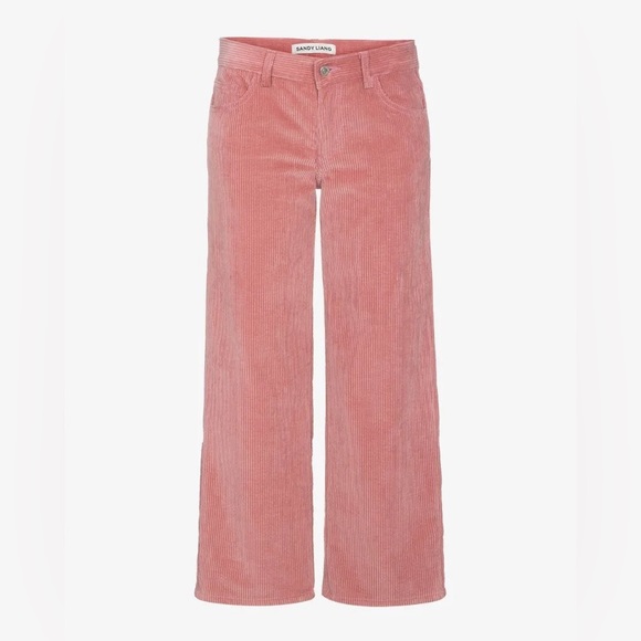 Sandy Liang Pink Cropped Corduroy Trousers